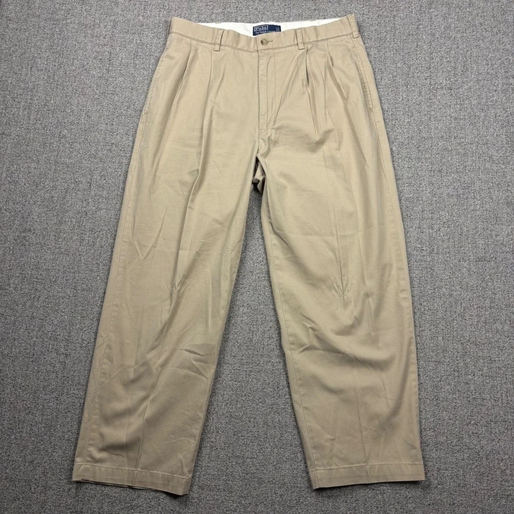 Polo Ralph Lauren Pants Mens 34x27 Hammond Pant Tan Pleated Chino
